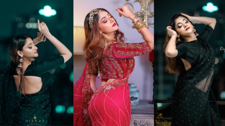 শাড়িতে পূজা চেরি